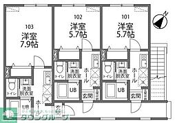 パステールグラン大森台 1Kの間取図画像
