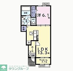 エクセレント アークI 1LDKの間取図画像