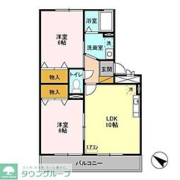 I.S.若葉A 2LDKの間取図画像