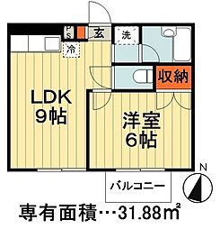 メリー・ベル蘇我 1LDKの間取図画像