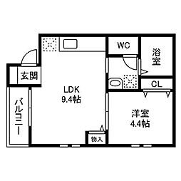 仮称)道場北2丁目新築AP 1LDKの間取図画像