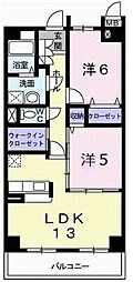 エクセレントヒル2 2LDKの間取図画像