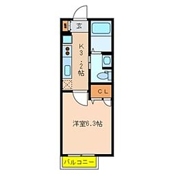 メゾンすずらん 1Kの間取図画像