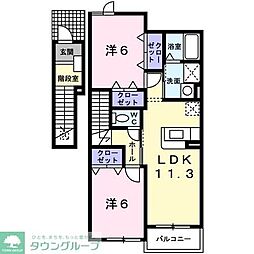 メゾンドソレイユA 2LDKの間取図画像