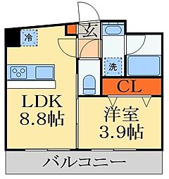MAJESTIC千葉みなと 1LDKの間取図画像