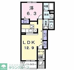 グランシュー 1LDKの間取図画像