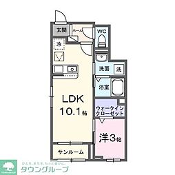 ニュー パインクレスト 1LDKの間取図画像