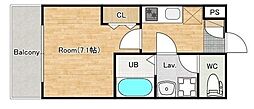 ジーメゾン千葉長洲ユディン 1Kの間取図画像