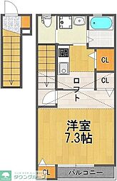フラットテラス 1Kの間取図画像