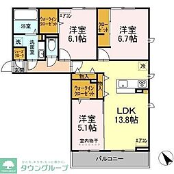 サンブライトB 3LDKの間取図画像