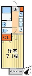 アパート 1Kの間取図画像