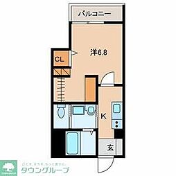 アテナ稲毛 1Kの間取図画像