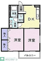 コスモス1 2DKの間取図画像