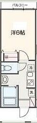 トコヴィラージュ作草部 1Kの間取図画像