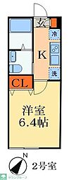 千葉市中央区寒川町1丁目アパート 1Kの間取図画像