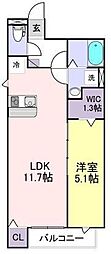 Yuu黒砂 1LDKの間取図画像