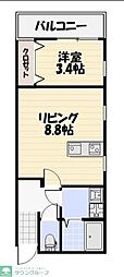 千葉市稲毛区小仲台7丁目アパート 1LDKの間取図画像