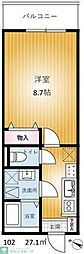 REVENE小倉 1Kの間取図画像