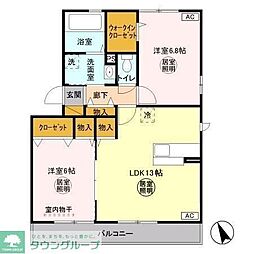 レジデンスダイコク 2LDKの間取図画像