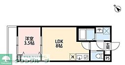 robothome弁天 1LDKの間取図画像