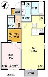 ジャルダンベールB 1LDKの間取図画像