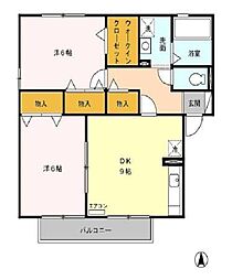 ウィルモア壱番館 2DKの間取図画像