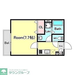パシフィックコート 1Kの間取図画像