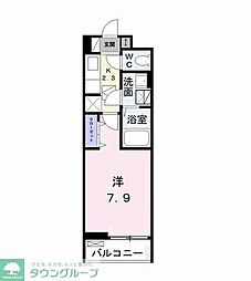 メゾンドール君津 1Kの間取図画像