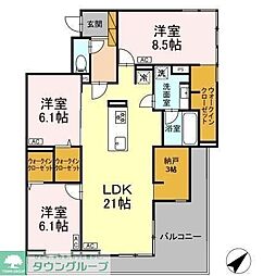グランアジュール 3SLDKの間取図画像