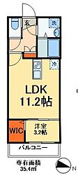 明幸3番館 1LDKの間取図画像