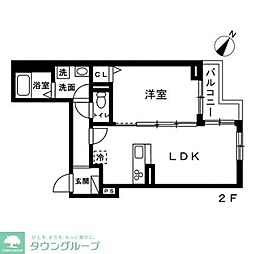 蕨市錦町4丁目マンション 1LDKの間取図画像