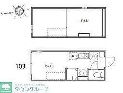 ブリスガーデン ワンルームの間取図画像