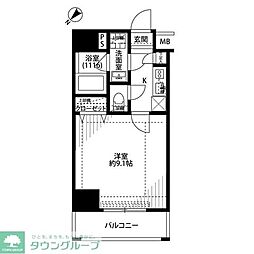 プレール・ドゥーク板橋 1Kの間取図画像
