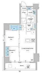 ルフォンプログレ志村坂上 8階2LDKの間取り