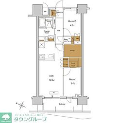 ＲＪＲプレシア東十条ガーデン 9階2LDKの間取り