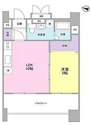 ロネスタＲ文京護国寺 6階1LDKの間取り