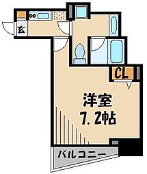 プレール・ドゥーク王子神谷 8階1Kの間取り