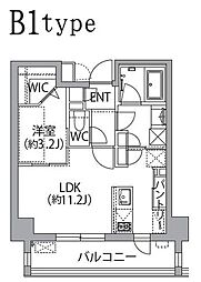 レスピール蓮根 3階1LDKの間取り