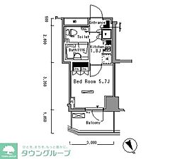 パークアクシス新板橋イースト 4階1Kの間取り