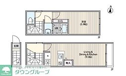 マーレ十条 2階1LDKの間取り