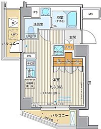 ヒューリックレジデンス茗荷谷・ 4階ワンルームの間取り