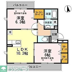 ・　fraise 3階2LDKの間取り