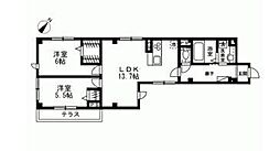 ドエル若木 1階2LDKの間取り