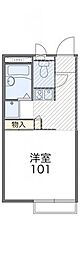 レオパレスアロー 202 2階1Kの間取り