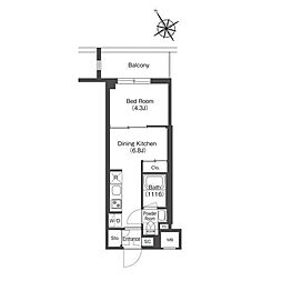 コンフォリア・リヴ板橋 6階1DKの間取り
