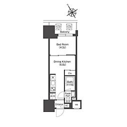 コンフォリア・リヴ板橋 5階1DKの間取り