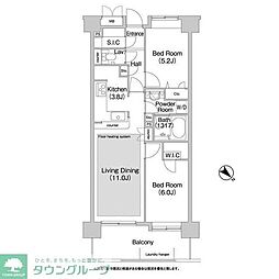 コンフォリア板橋仲宿 11階2LDKの間取り