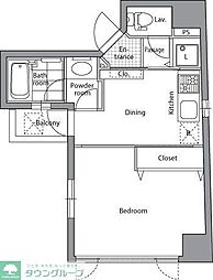 レジディア文京千石 2階1DKの間取り