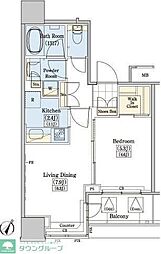 レジディアタワー上池袋 19階1LDKの間取り