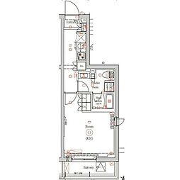 ガリシア東十条South 2階1Kの間取り